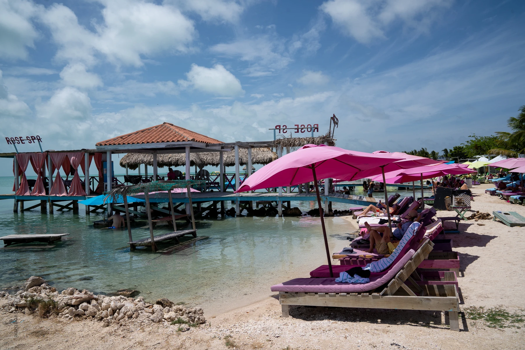 Rose Spa at Secret Beach in Belize. The spa is on a pier over the water.