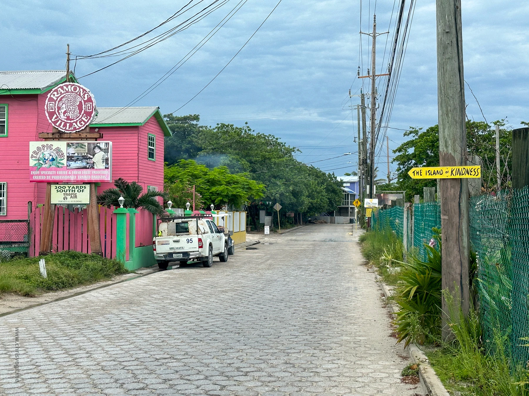 A sign near Ramon's Village Resort in San Pedro, Belize