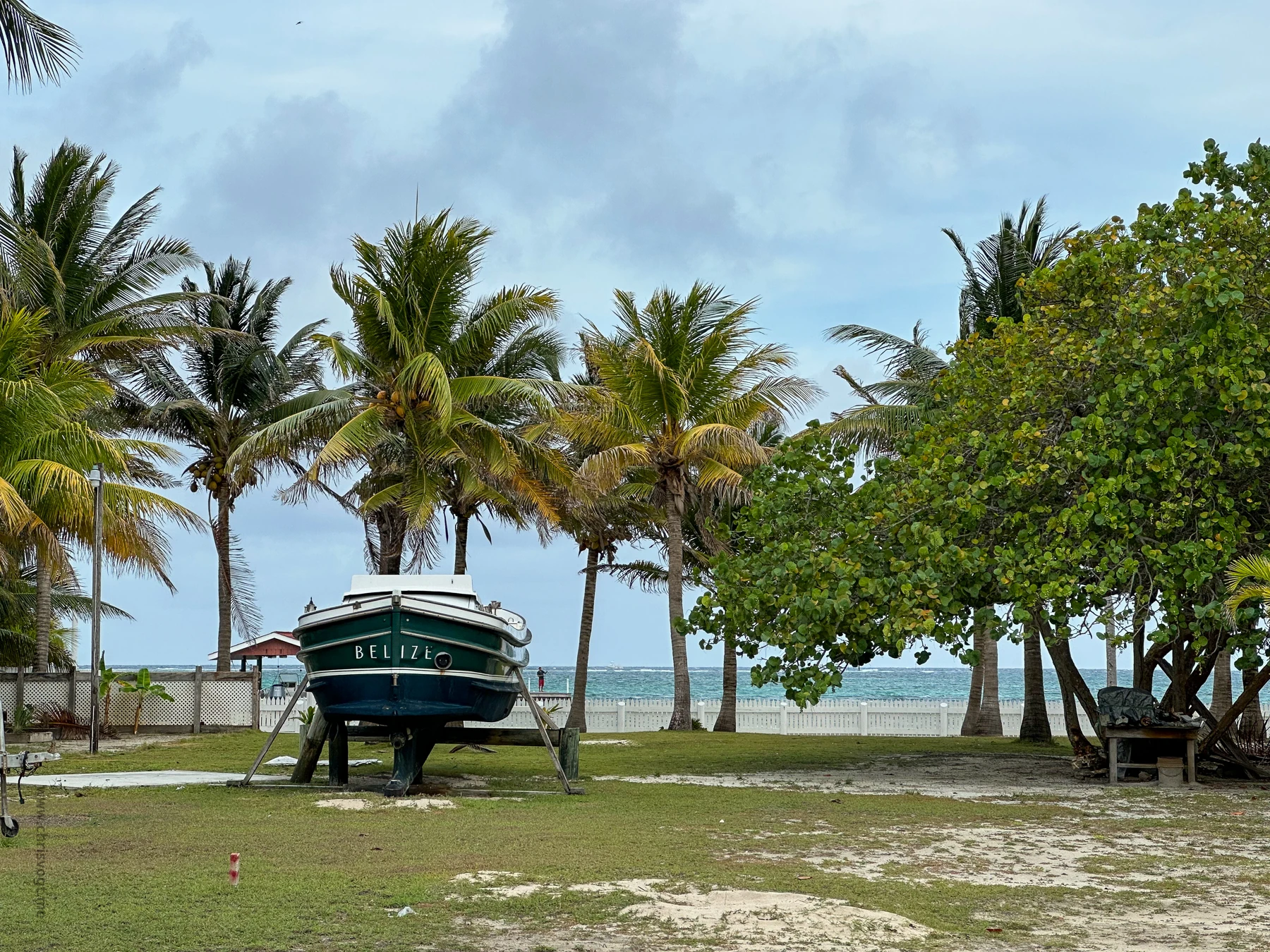 A boat at a park in San Pedro, Belize