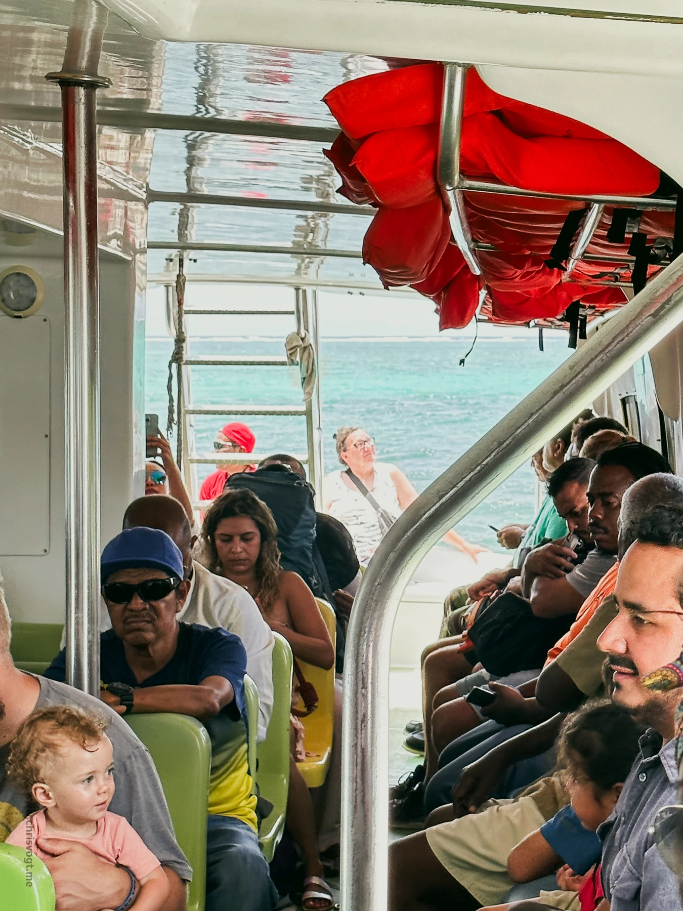 Inside of the ferry that shuttles people between San Pedro and Caye Caulker.