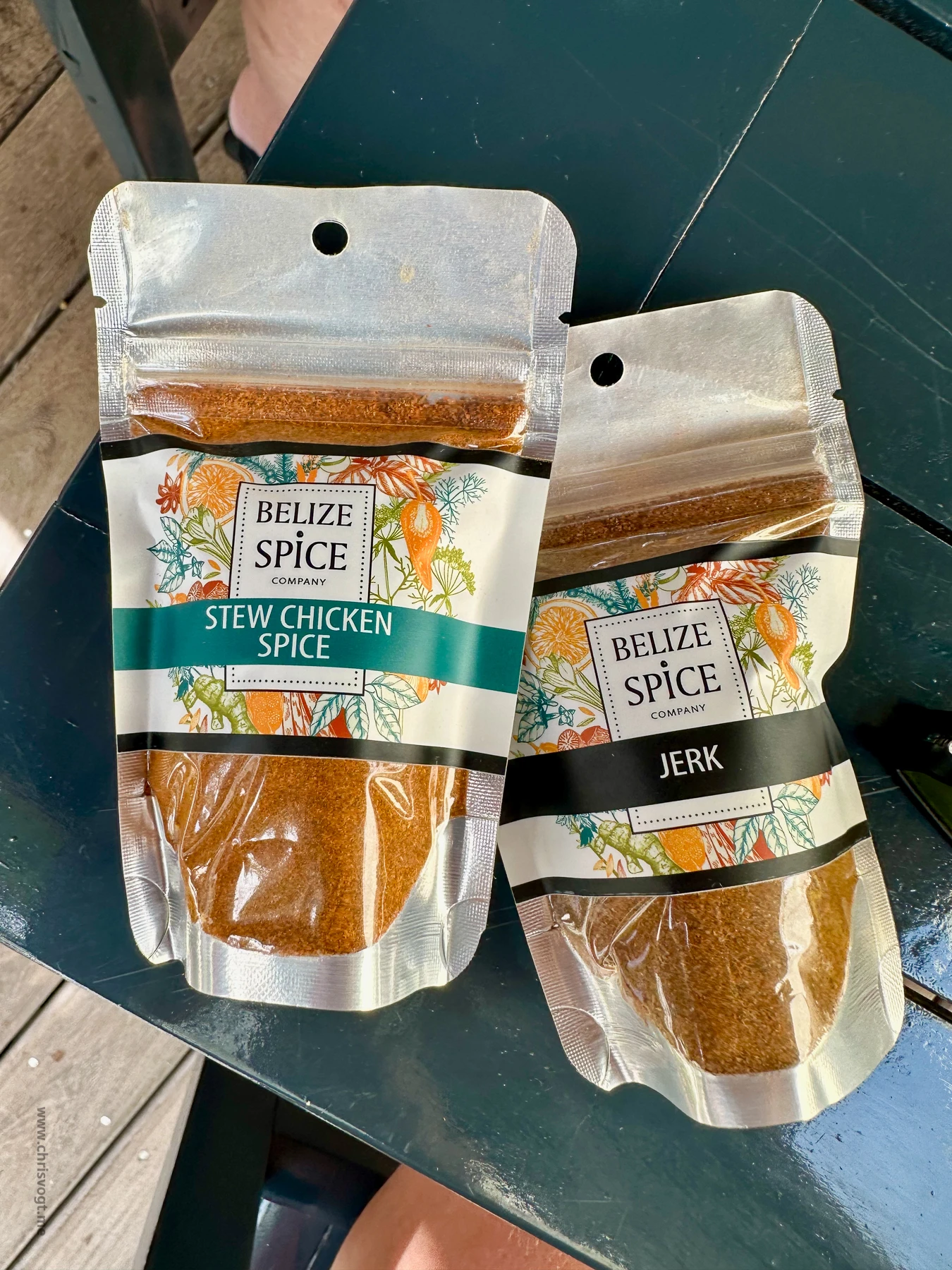 Spices from Caribbean Spice Belize. I have used up all of these since traveling and need to go back and get more.