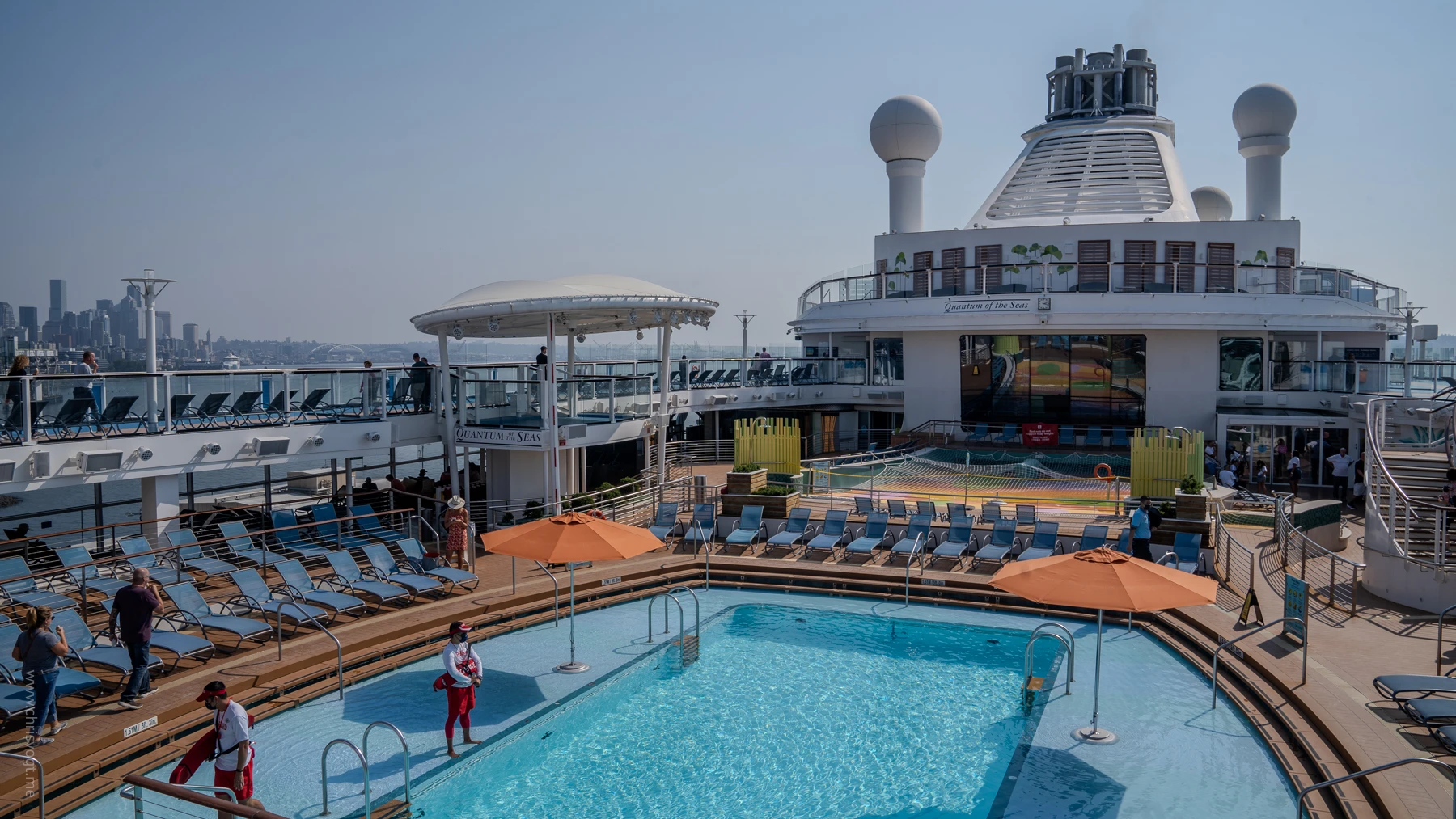 The pool on the upper deck of the Quantum of the Seas