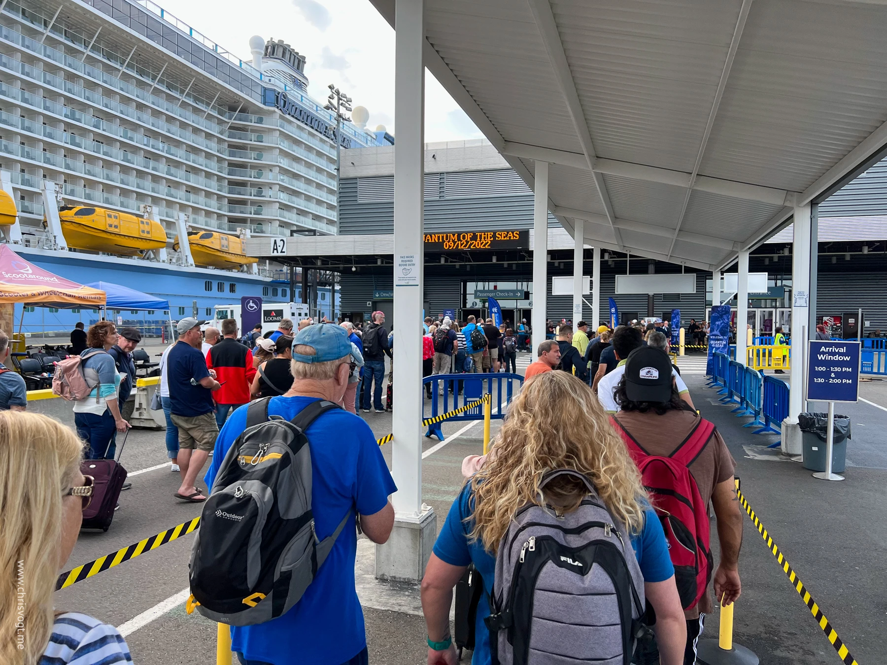 Waiting to board the ship in Seattle
