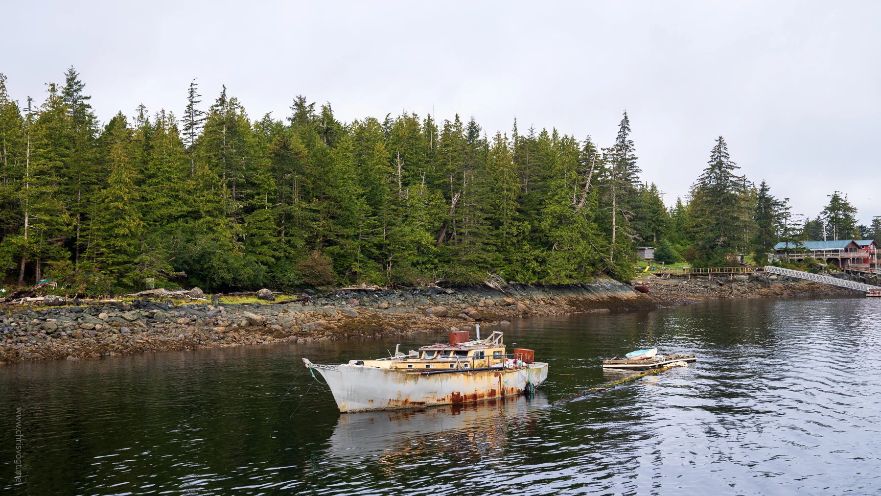 An old, rusty boat in Ketchikan