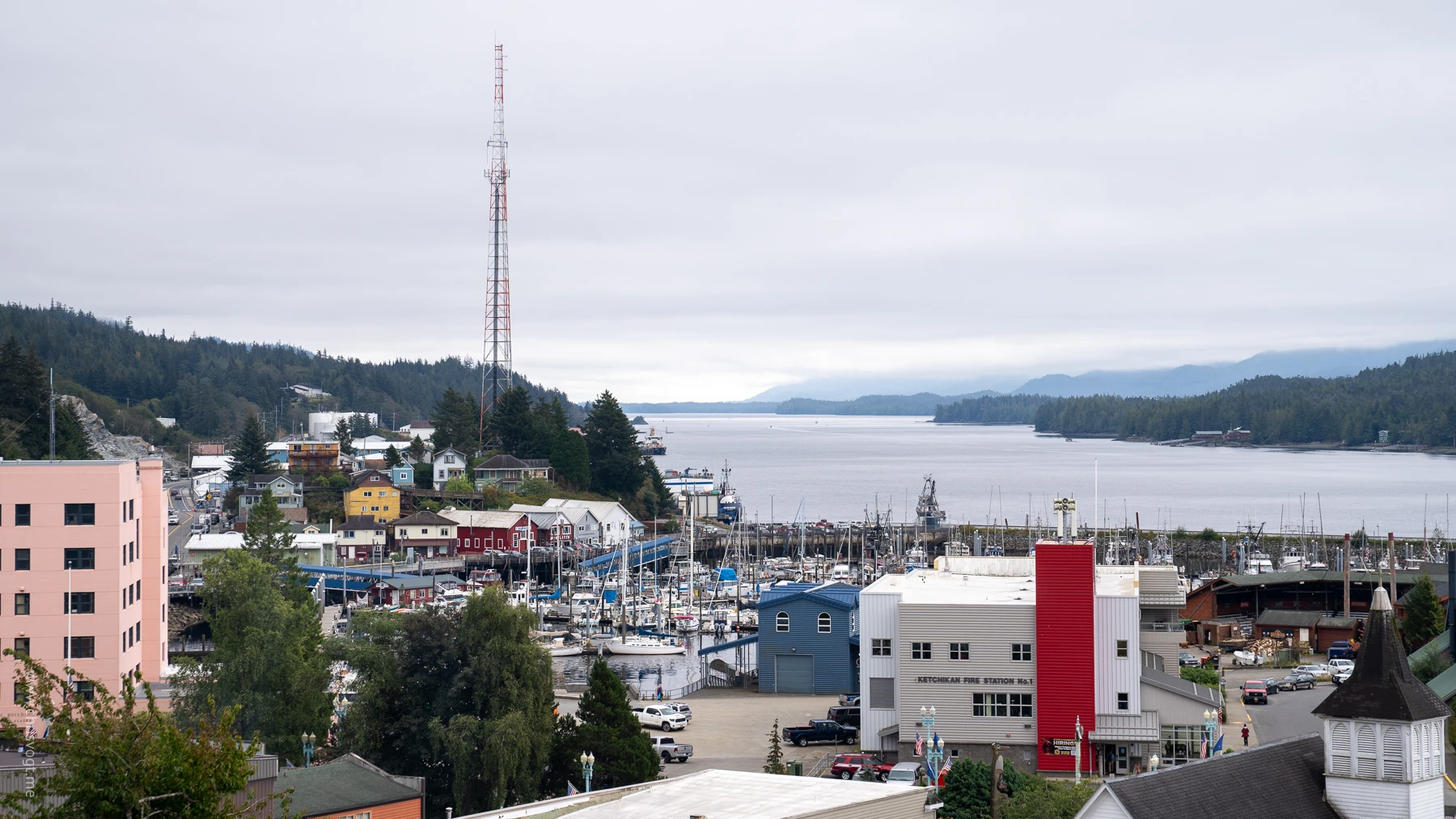 Looking towards the water from the streets of Ketchikan