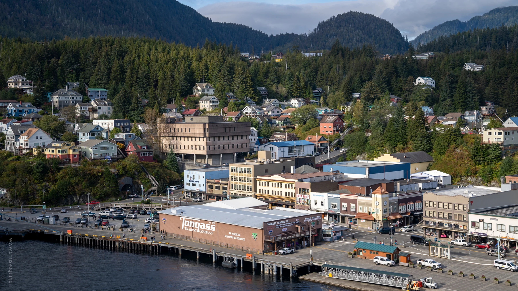 Sailing close to the shore in Ketchikan