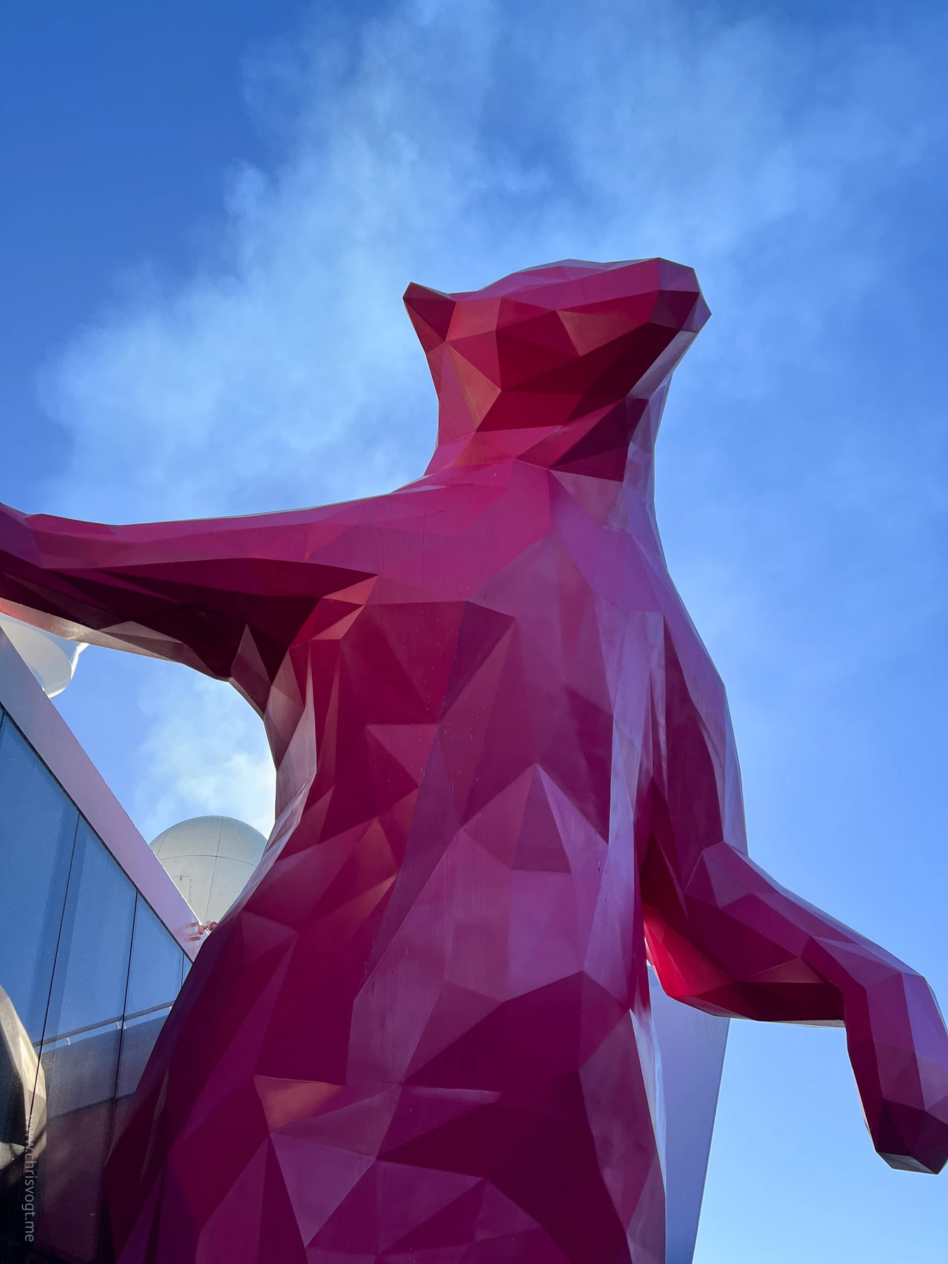 A 30-foot tall magenta polar bear sculpture on the Quantum of the Seas