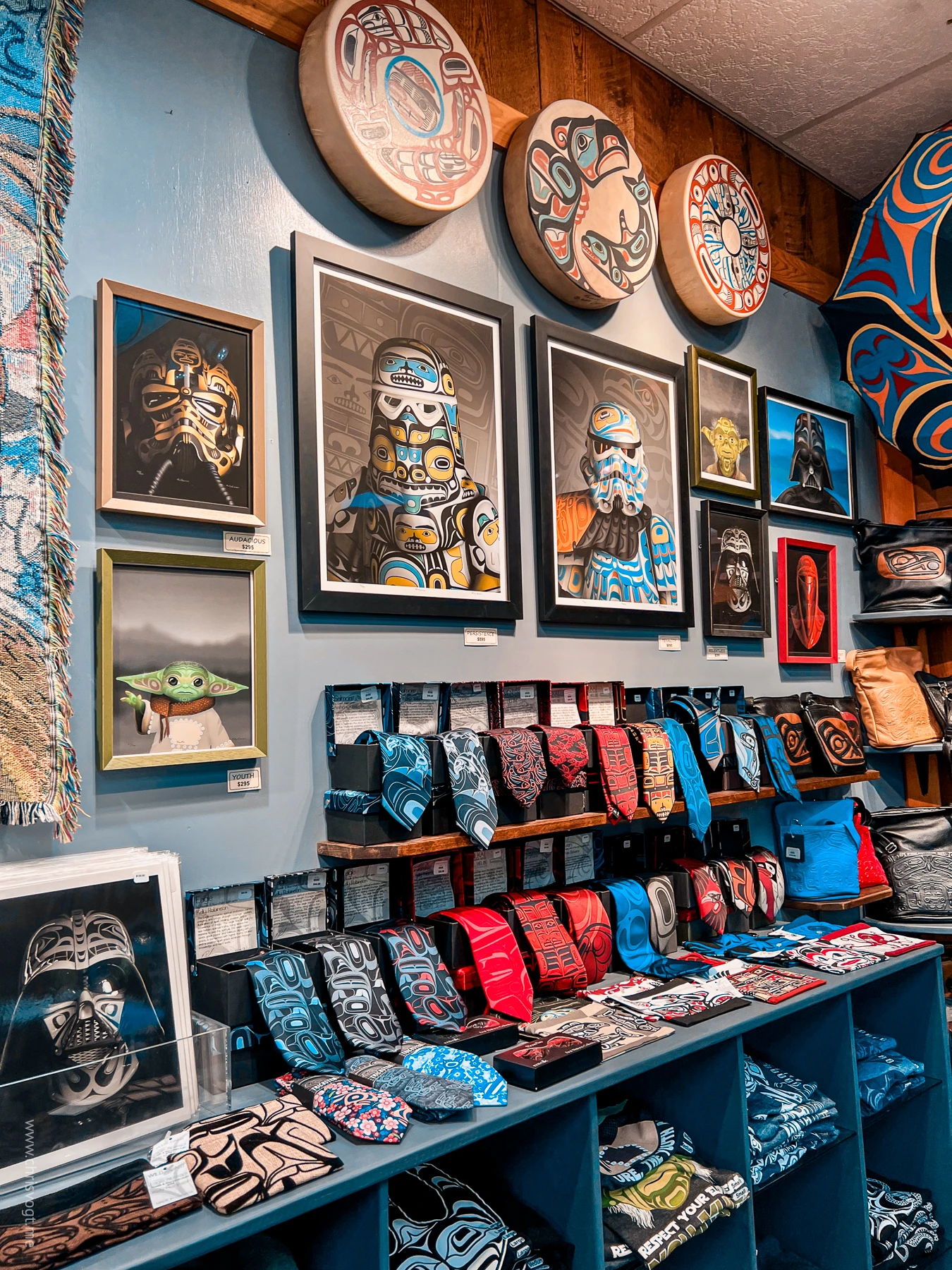 Star Wars merch for sale in a shop on Creek Street in Ketchikan
