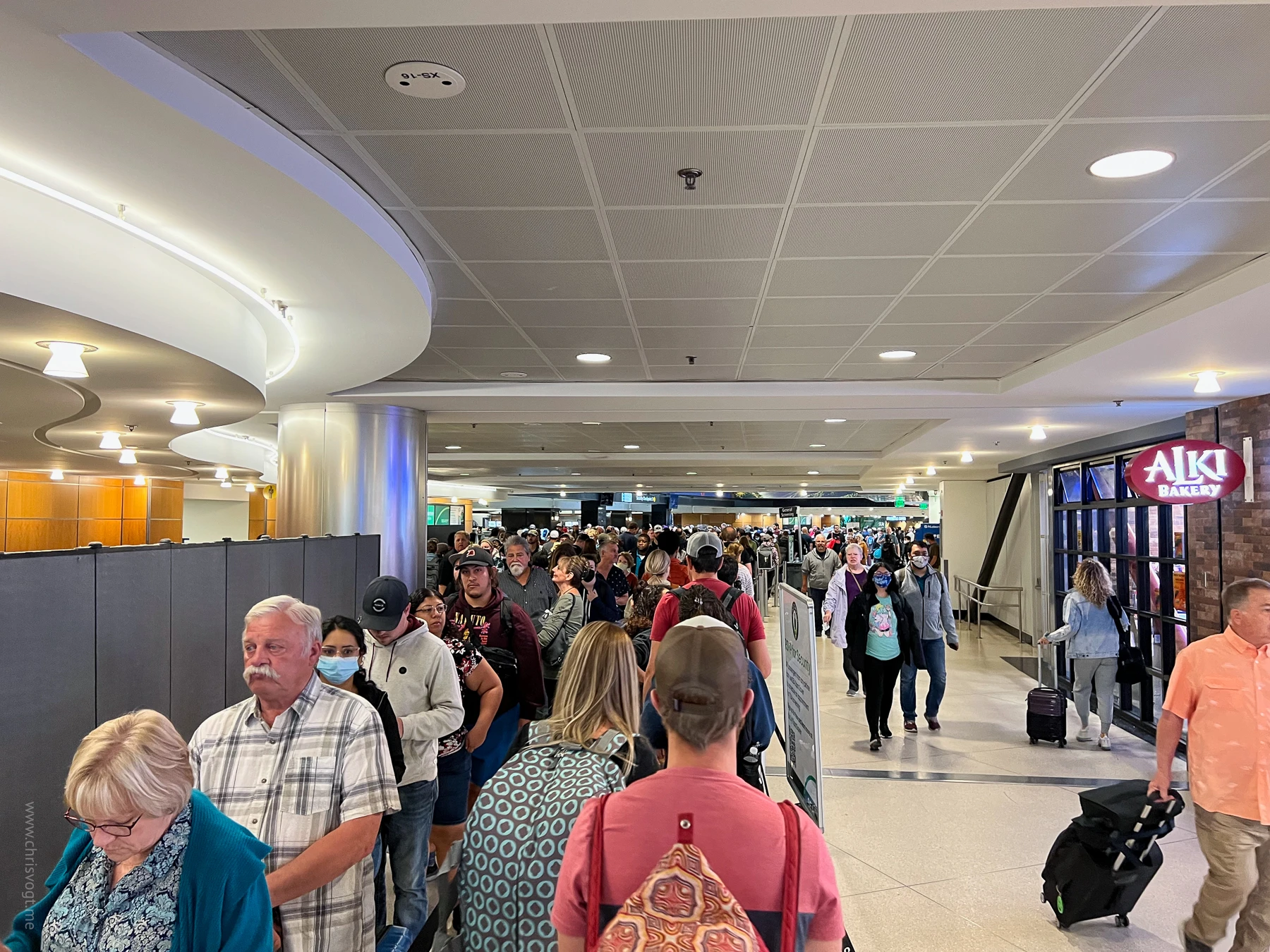 The TSA line at SEA-TAC airport a few hours after the cruise