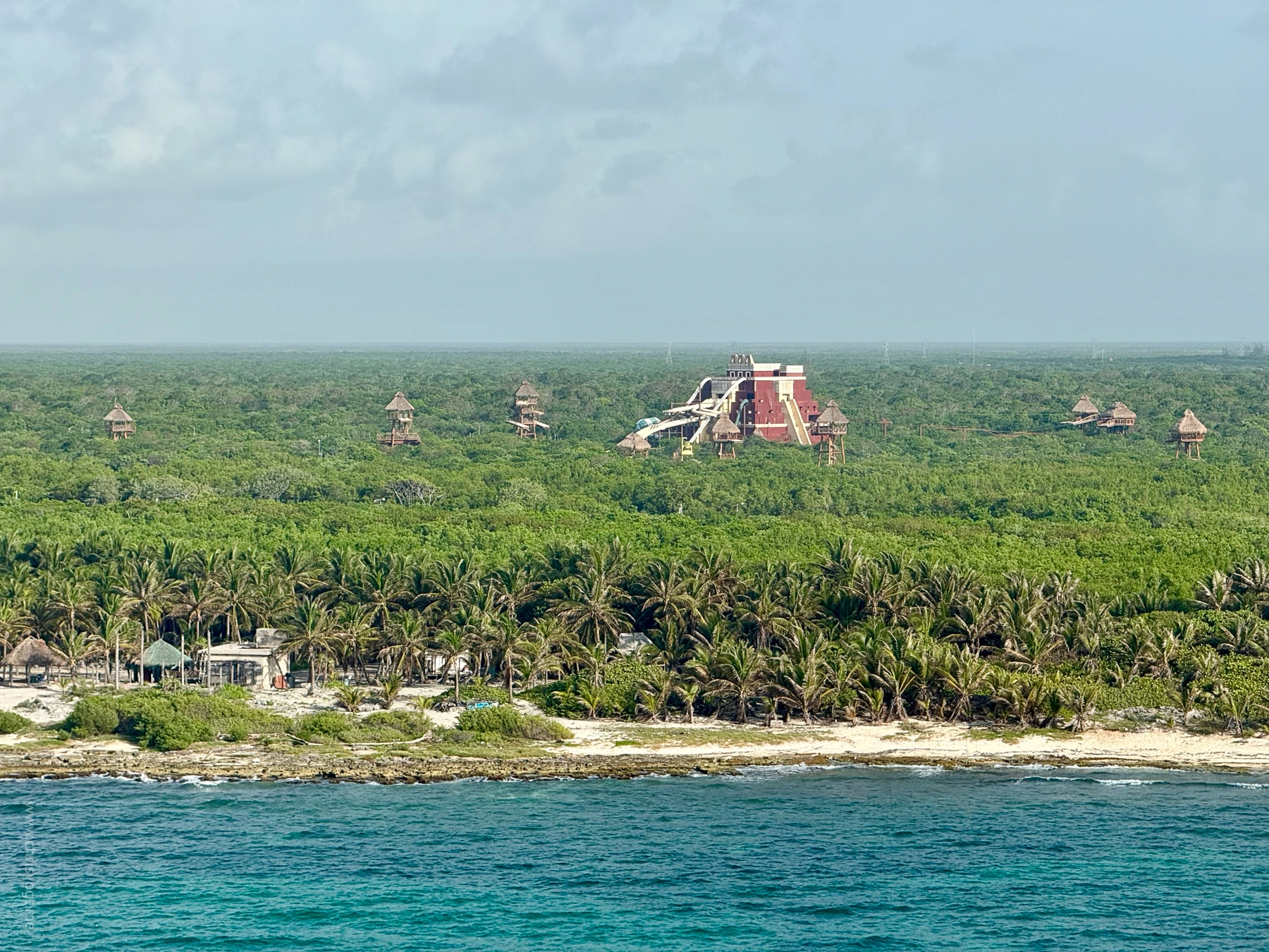 Maya Lost Mayan Kingdom Adventure Park in the distance, taken from the Virgin Valiant Lady balcony.