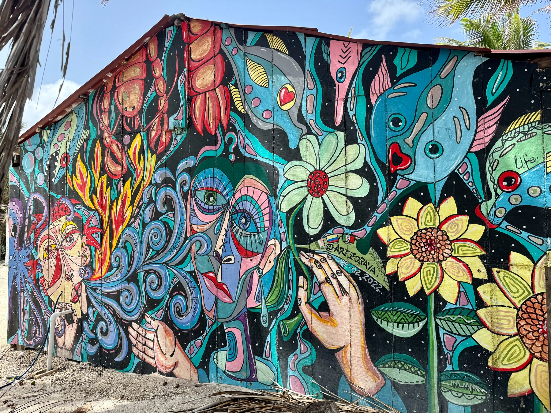 A mural in Mahahual, Mexico.