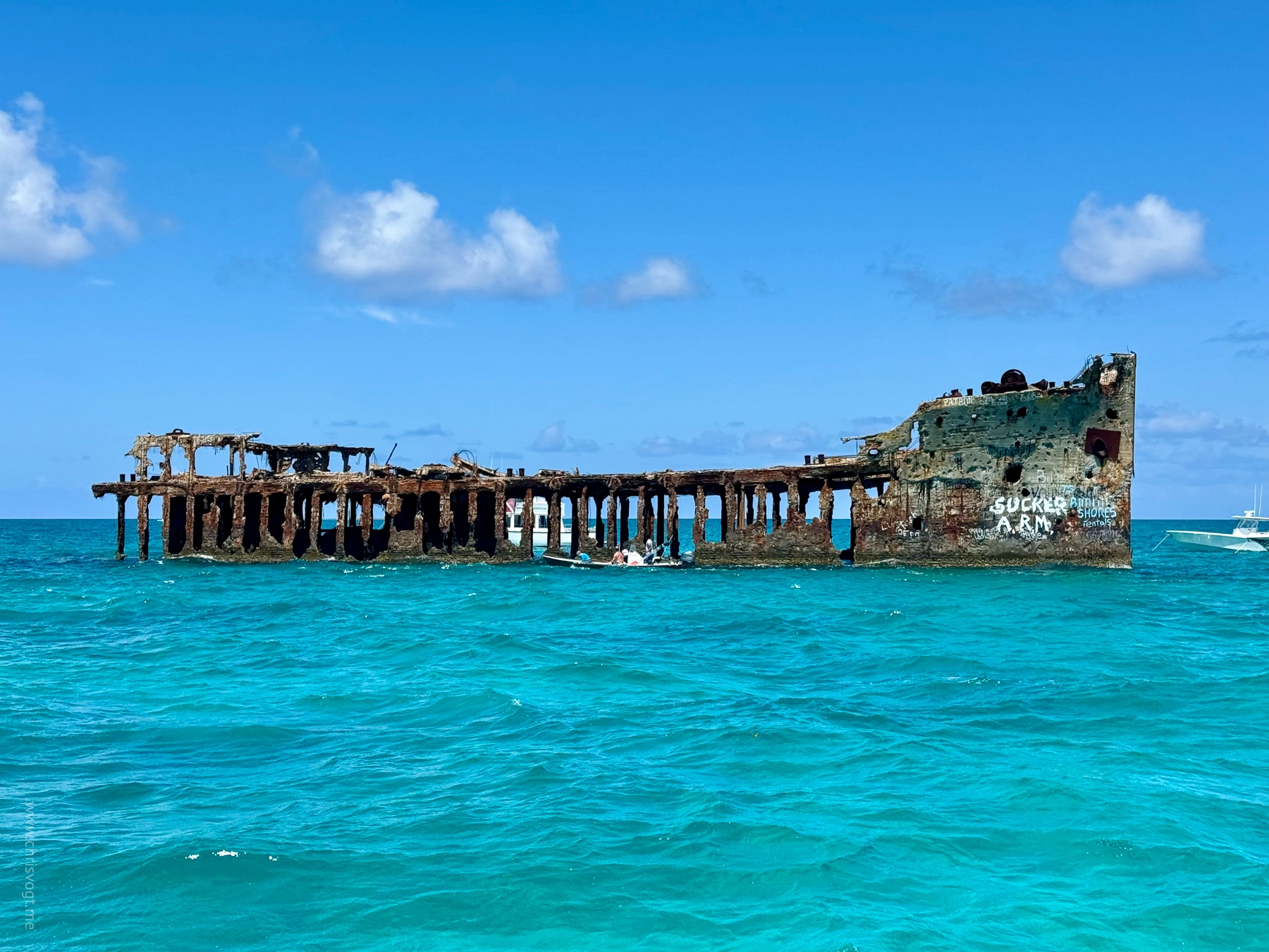 The SS Sapona shipwreck in Bimini, Bahamas.