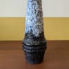 Vintage Scheurich West German blue volcanic fat lava drip glaze vase with handle 400-22