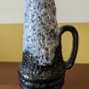 Vintage Scheurich West German blue volcanic fat lava drip glaze vase with handle 400-22