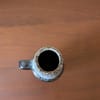 Vintage Scheurich West German blue volcanic fat lava drip glaze vase with handle 400-22