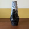 Vintage Scheurich West German blue volcanic fat lava drip glaze vase with handle 400-22