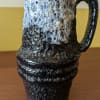 Vintage Scheurich West German blue volcanic fat lava drip glaze vase with handle 400-22