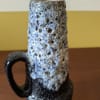 Vintage Scheurich West German blue volcanic fat lava drip glaze vase with handle 400-22