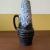 Vintage Scheurich West German blue volcanic fat lava drip glaze vase with handle 400-22