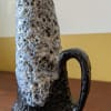 Vintage Scheurich West German blue volcanic fat lava drip glaze vase with handle 400-22
