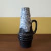 Vintage Scheurich West German blue volcanic fat lava drip glaze vase with handle 400-22