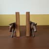 Vintage African hand-carved teak jacaranda wooden zebra bookends