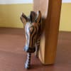 Vintage African hand-carved teak jacaranda wooden zebra bookends