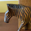 Vintage African hand-carved teak jacaranda wooden zebra bookends