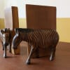 Vintage African hand-carved teak jacaranda wooden zebra bookends