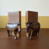 Vintage African hand-carved teak jacaranda wooden zebra bookends