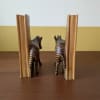 Vintage African hand-carved teak jacaranda wooden zebra bookends