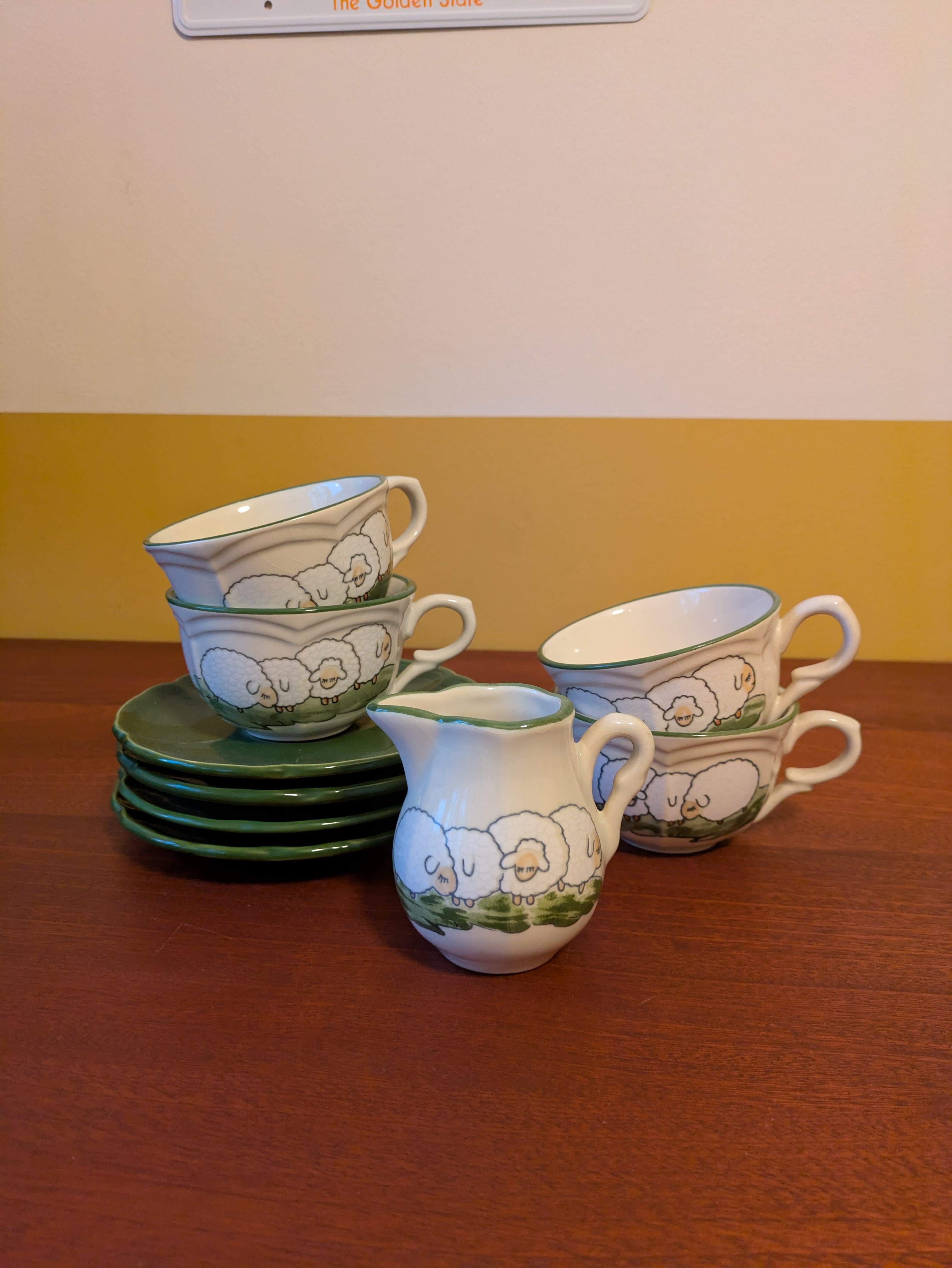 Zeller Keramik West German 'Shepard and Sheep' tea set