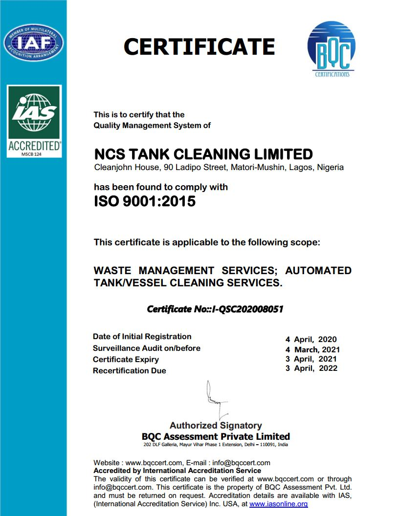 QMS Certificate