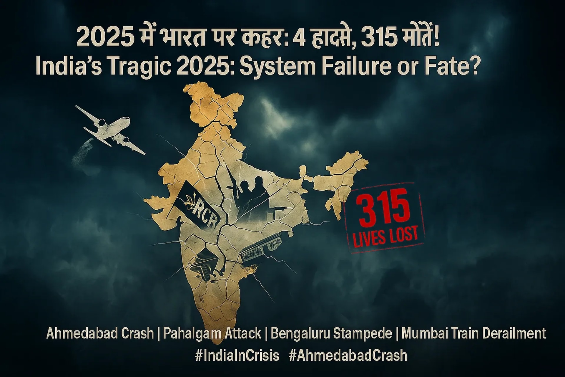 2025: जब भारत बार-बार टूटा - 4 हादसे, 315 मौतें!