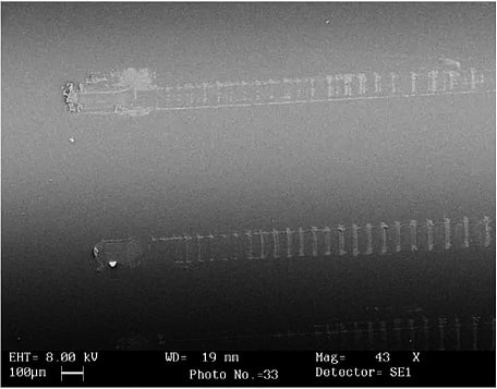 Micrografías electrónicas de una varilla de vidrio Micrografías electrónicas de una varilla de vidrio
