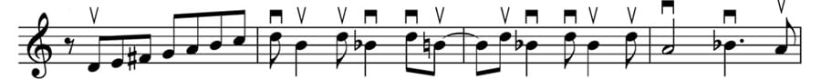 Pent Up House strum bowing Pent Up House-notas-fantasma pentagrama