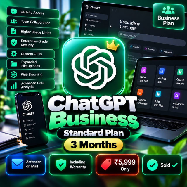 ChatGPT Business Standard Plan 3 Months On your mail cover