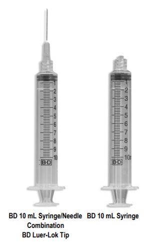 BD 309644 - Syringes w/Needle LL Disp 10cc 20gx1 100/BX, 4 BX/CS