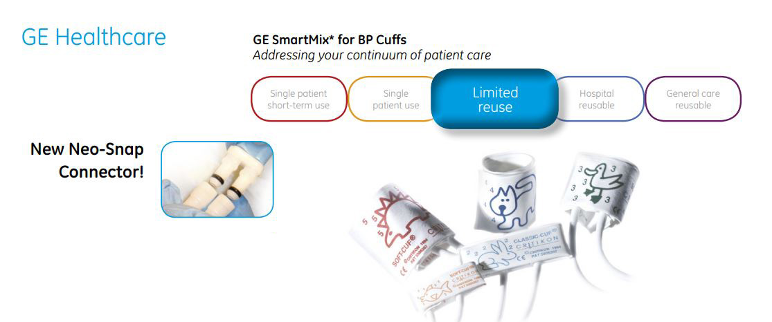 Latex Free Blood Pressure Cuff ,Bladderless for GE Corometrics