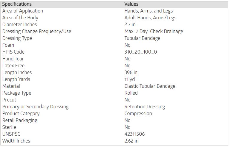 medline msc9502 bandage tubular elst medigrip size medline tubigrip size chart