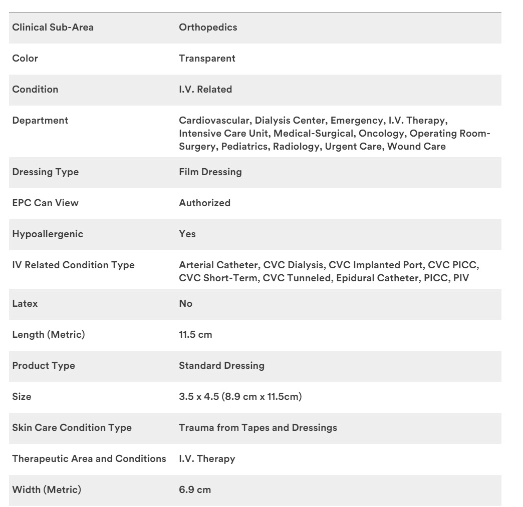 3M 1655 DRESSING, IV, TEGADERM, SECURAL, 3.5"X4.5", EACH CIA Medical