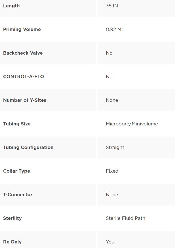 Straight-Type Extension Set, Minivolume, Fixed Collar