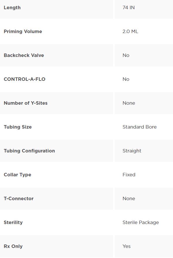 Baxter 2C9215 SET, ANESTHESIA, ANTISIPHON, LL, BL STR, 72", EACH CIA Medical