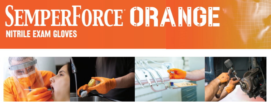 SemperForce Orange - Powder-Free, Latex Free, Orange Nitrile Exam and Industrial Gloves