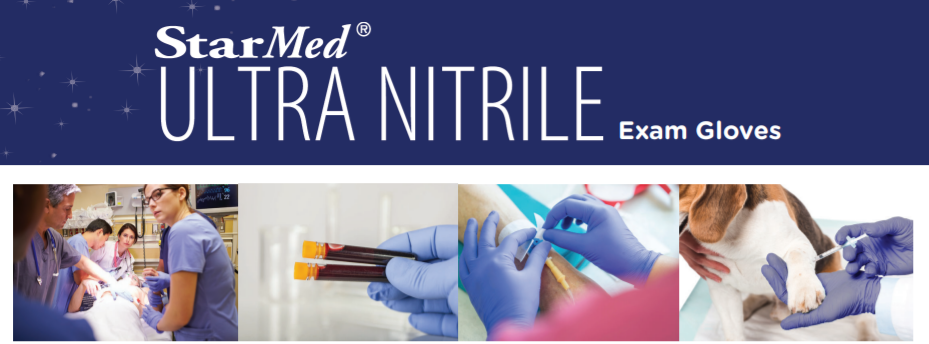 StarMed Ultra Nitrile - Powder-Free, Latex Free Exam Gloves