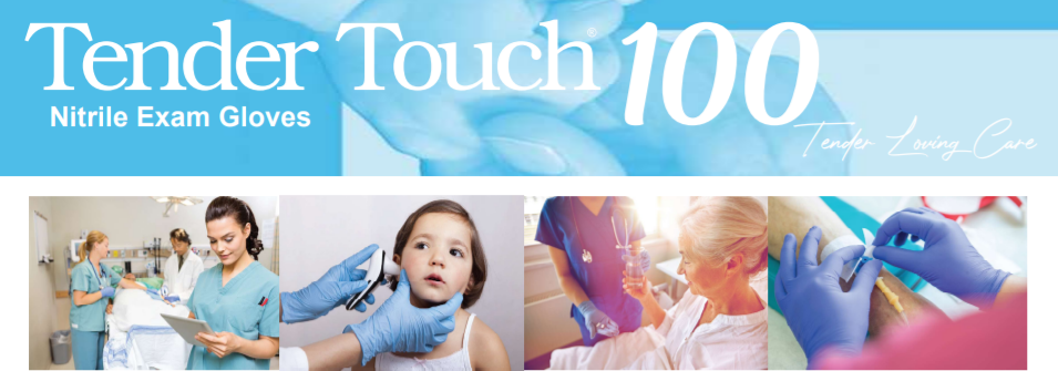 Tender Touch 100 Nitrile - Powder-Free, Latex Free Exam Gloves