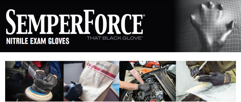 SemperForce Nitrile - Powder-Free, Latex Free, Black Nitrile Exam and Industrial Gloves