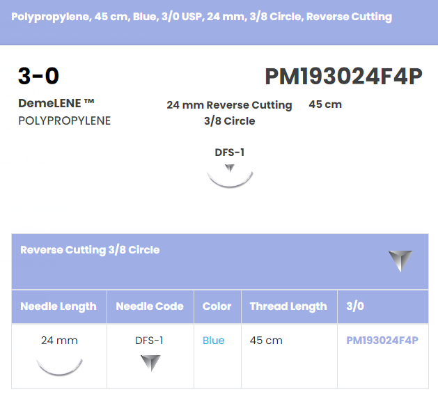 DemeTech PM193024F4P DemeLENE, Polypropylene Suture