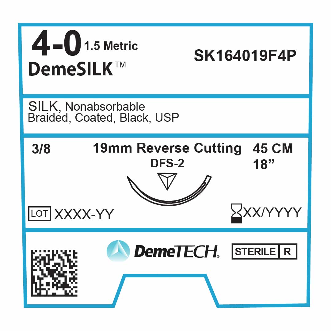DemeTech SK164019F4P DemeSILK, Silk Suture