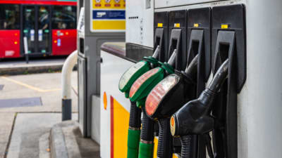 A close up of fuel pumps at a petrol station in London..png